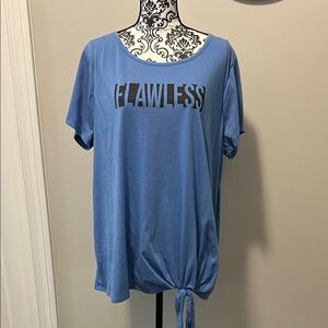 Livi Active Blue Relaxed Tie Front Short Sleeve Tee